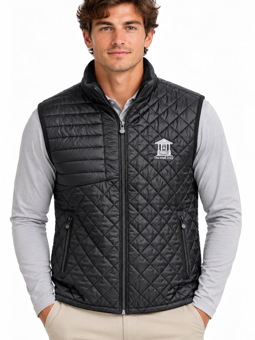Greyson Men’s Quilted Vest Black The Well 2022 Golf Performance